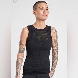 Athleta Black Mesh Detail Tank Top
